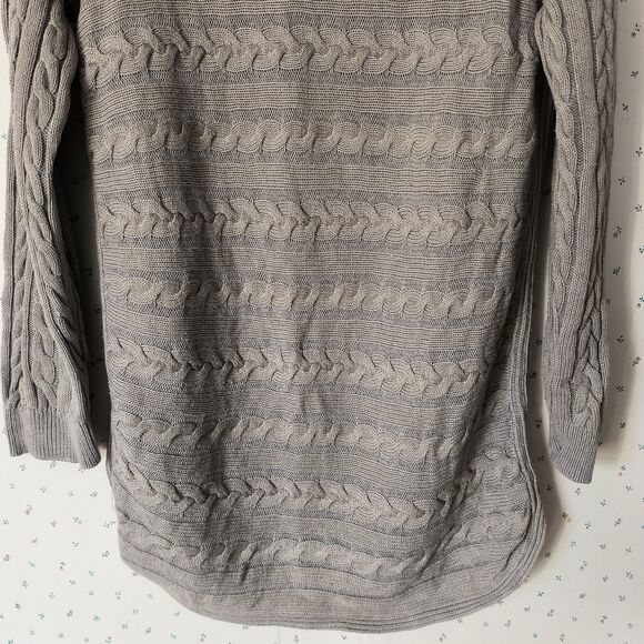 Lauren Ralph Lauren Sweater Women XL* Gray Cable Knit Cotton Hi Lo *Minor Flaws* - Picture 10 of 16